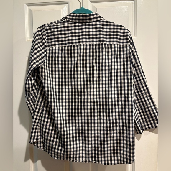 Lafayette 148 button down checkered cotton blend shirt M - Picture 2 of 6